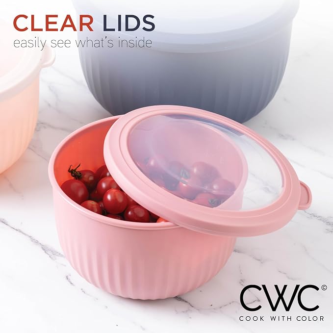 COOK WITH COLOR Prep Bowls with Lids- Wide and Deep Nesting Plastic Small