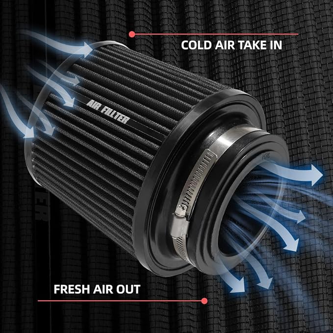 3" 3.5" 4" Inlet Car Replacement Cold Air Intake Filter 76mm 89mm 102mm 3 Sizes