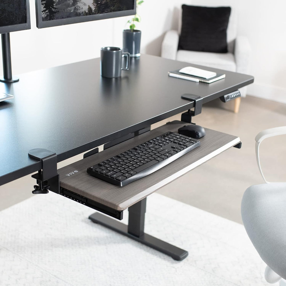 VIVO Large Clamp-on Computer Keyboard and Mouse Under Desk Slider Tray, 27 x 11 inch Pull Out Platform Drawer, Gray, MOUNT-KB05GY