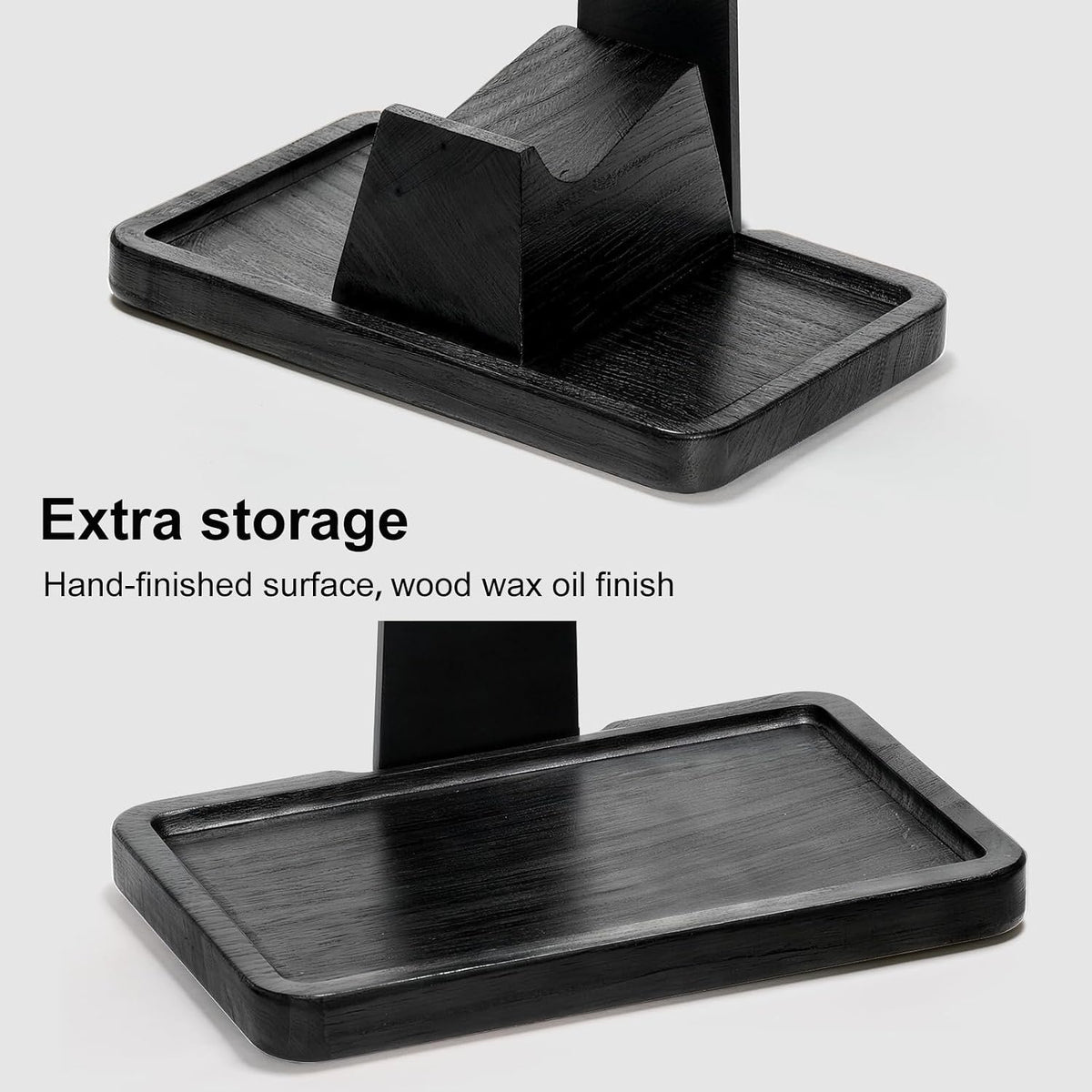 UPERGO Solid Wood Headphone Stand with Controller Holder for Desk