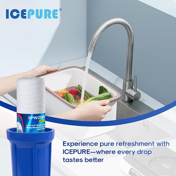ICEPURE 5 Micron 4.5" x 20" Whole House String Wound Sediment Water Filter