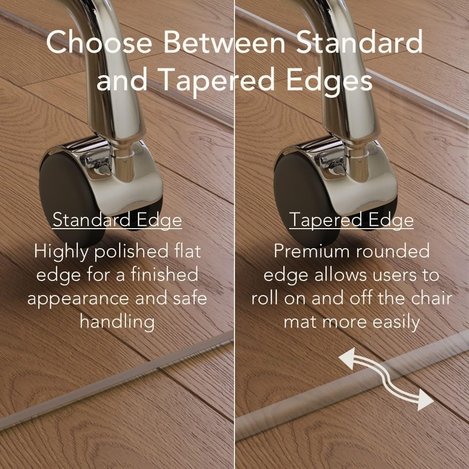 Office Desk Glass Chair Mat - Clear Tempered Glass - Easy Glide - Protects Carpet and Hardwood Floors - 42" x 48"