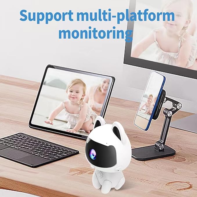VBESTLIFE HD Robot Security Camera, Remote Monitoring Smart Indoor Pet Dog Cat Cam, Home Security Camera Robot Surveillance Camera, 2 Way Voice Calling, Loop Recording
