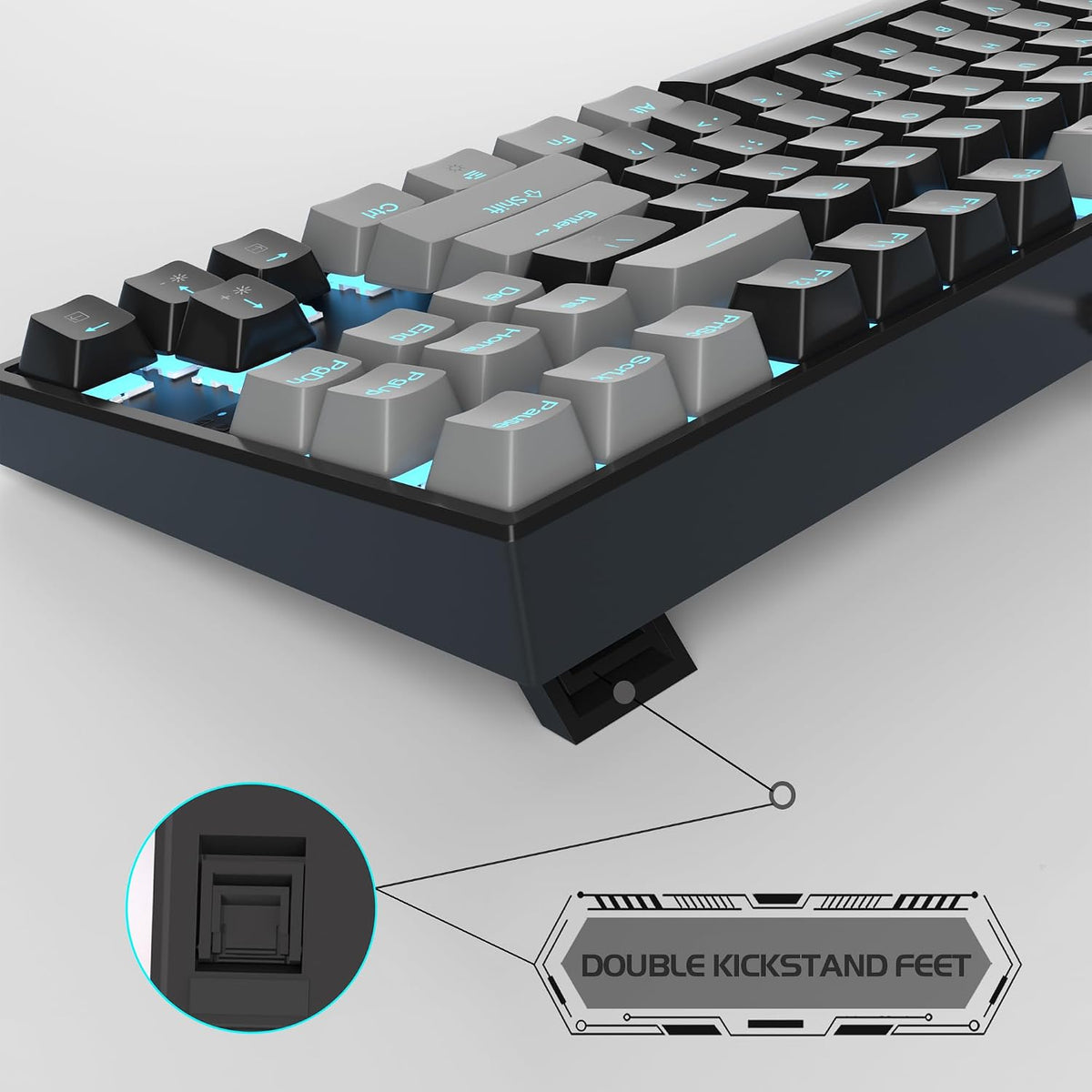 MageGee 75% Mechanical Gaming Keyboard, Red Switch, LED Blue Backlit, 87 Keys Compact TKL Wired Computer Keyboards for Windows Laptop PC Gamer - Black/Grey