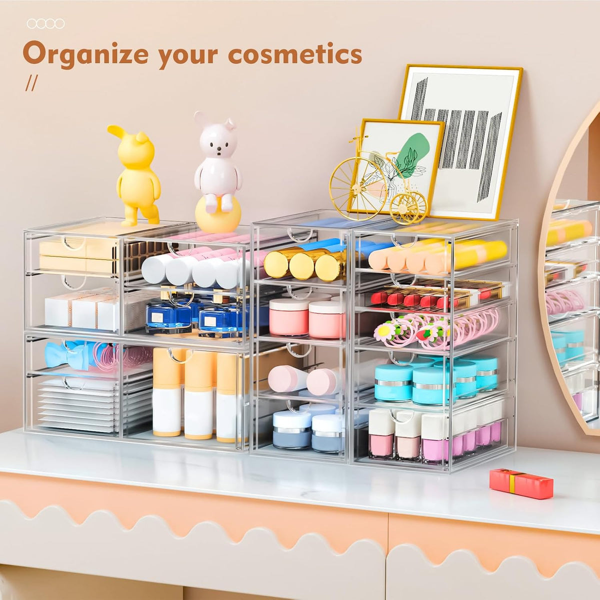 ARSTPEOE 17-Drawer Acrylic Storage & Makeup Organizer for Desk, Bath