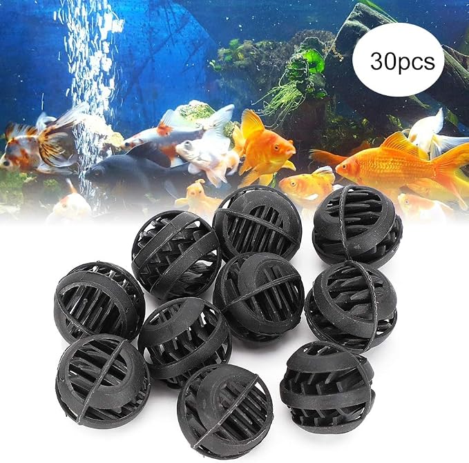 30 Pack Biofiltration Filter Balls, Removes and Nitrites, Reusable Plastic