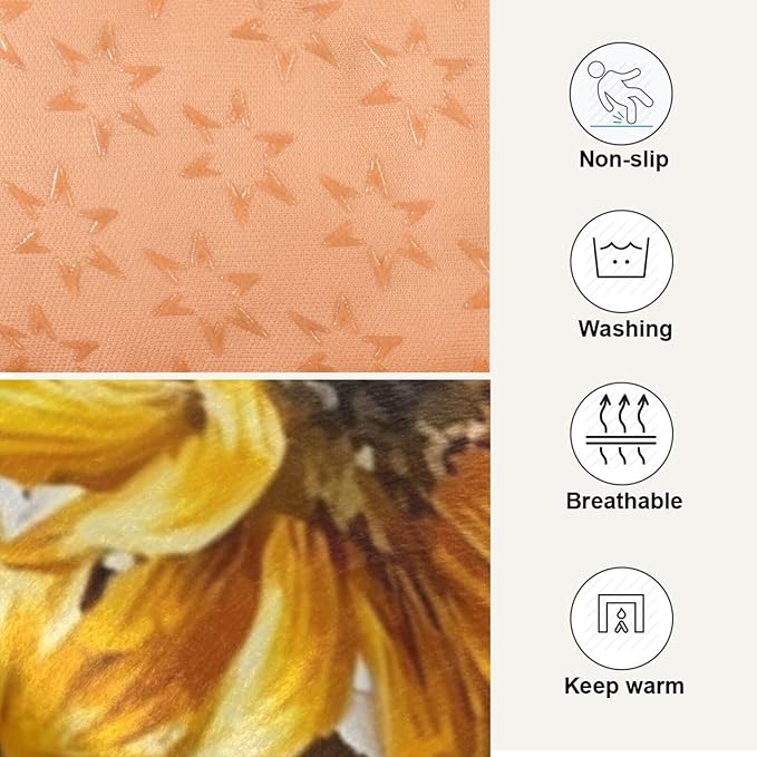 Retro Sunflower Dog Bed Mat - Brown Leopard Pet Kennel Washable Cat Crate Pad, Sleeping Mattress for Large Medium Small Dogs, 36x24 Inch