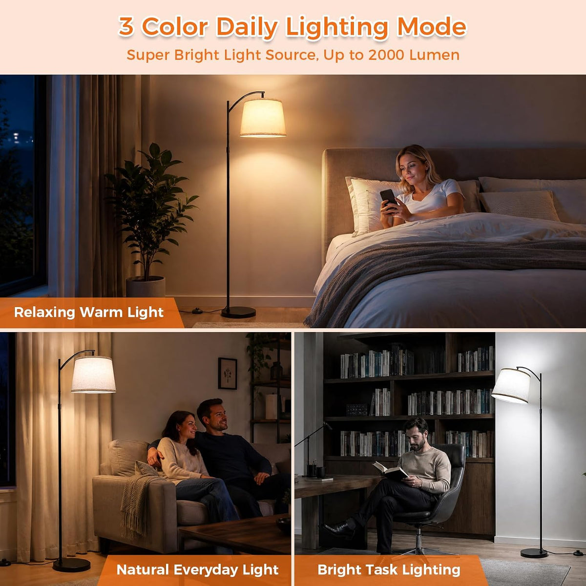 Unicozin 2000LM Floor Lamp, 65"-71" Adjustable Standing Lamp with 18W LED