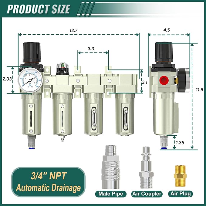 Industrial Grade 4-Stage Air Drying System, 3/4" NPT