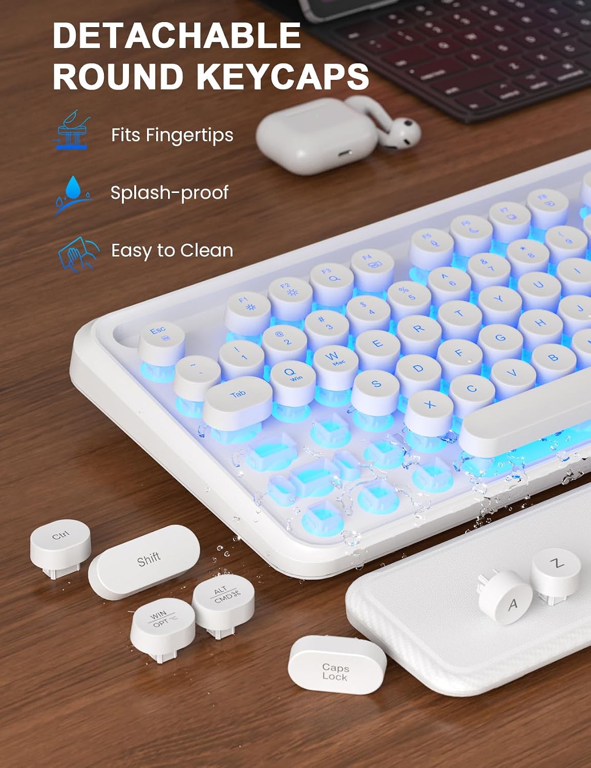 Wireless Keyboard and Mouse, Backlit Typewriter with Magnetic Wrist Rest