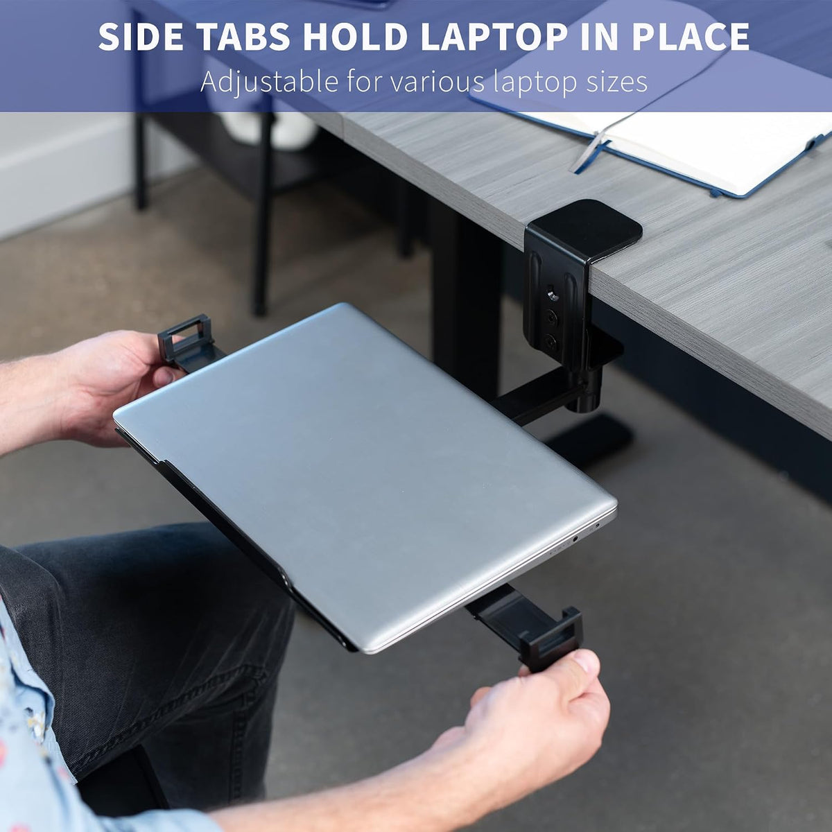 VIVO Black Clamp-on 12 x 9 in Rotating Laptop Tray, MOUNT-LAP1CB