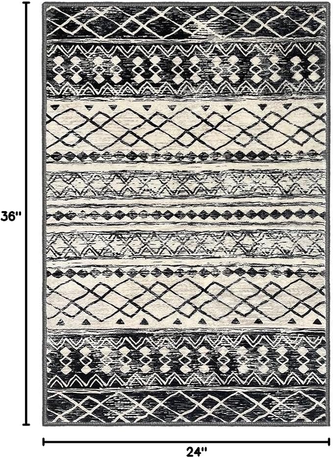 KUTA Moroccan Area Rugs 2x3, Ultra Soft Print Vintage Geometric Low-Pile Floor