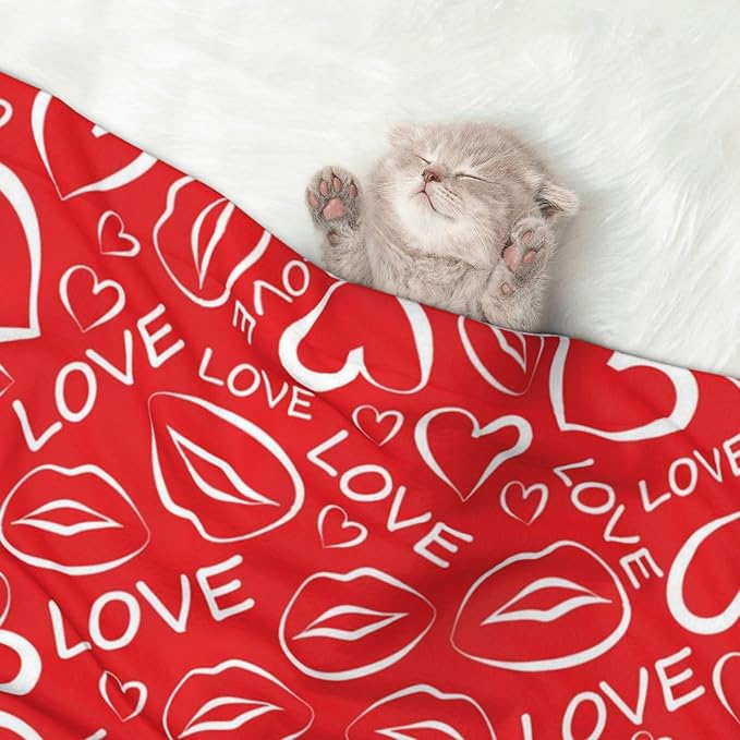 Reversible Dog Blanket for Beds Couches, Abstract Seamless Love Pattern Valentines Day, Double Sided Cat Blanket with Textured Dot Feel and Smooth Feel for Seasonal Comfort All Year