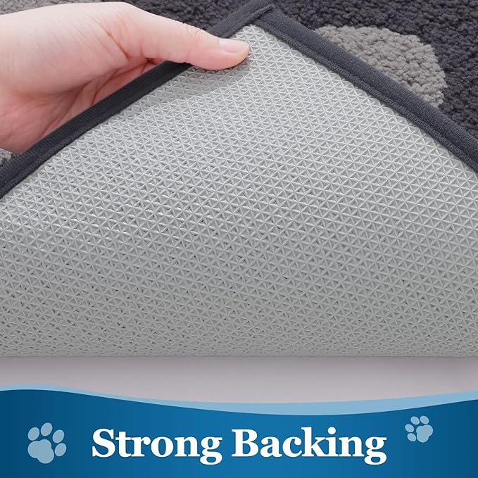 Buganda Dog Door Mat for Muddy Paws, Absorbent Dirt Trapper Washable Indoor Doormats, Non Slip Low-Profile Mud Mat for Dogs, Front Entrance Doormat for Inside Floor (70x47 Inches, Dark Grey)