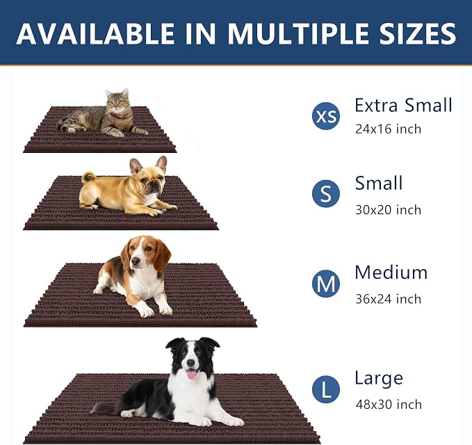 Smiry Dog Door Mat for Muddy Paws 36x24, Absorbent Dirt Trapper, Non-Slip