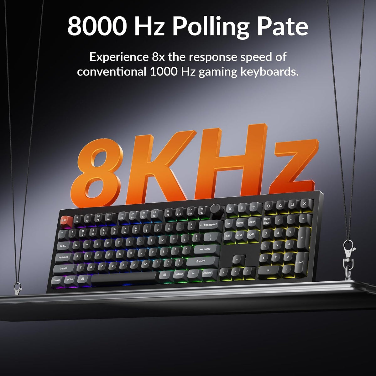 Keychron V6 Ultra 8K Wireless Mechanical Keyboard, 8000Hz Polling Rate Tri-Mode (2.4G/BT/Wired) Full Size Gaming & Office Keyboard, Hot-swappable Red Switches, ZMK/Web Launcher, for Mac/Win/Linux