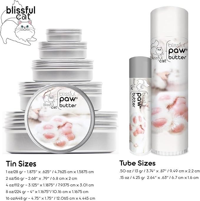The Blissful Cat Paw Butter, Moisturizer for Dry Paw Pads, Softens and Protects Rough Feet, Versatile, Lick-Safe Balm, 0.15 oz.