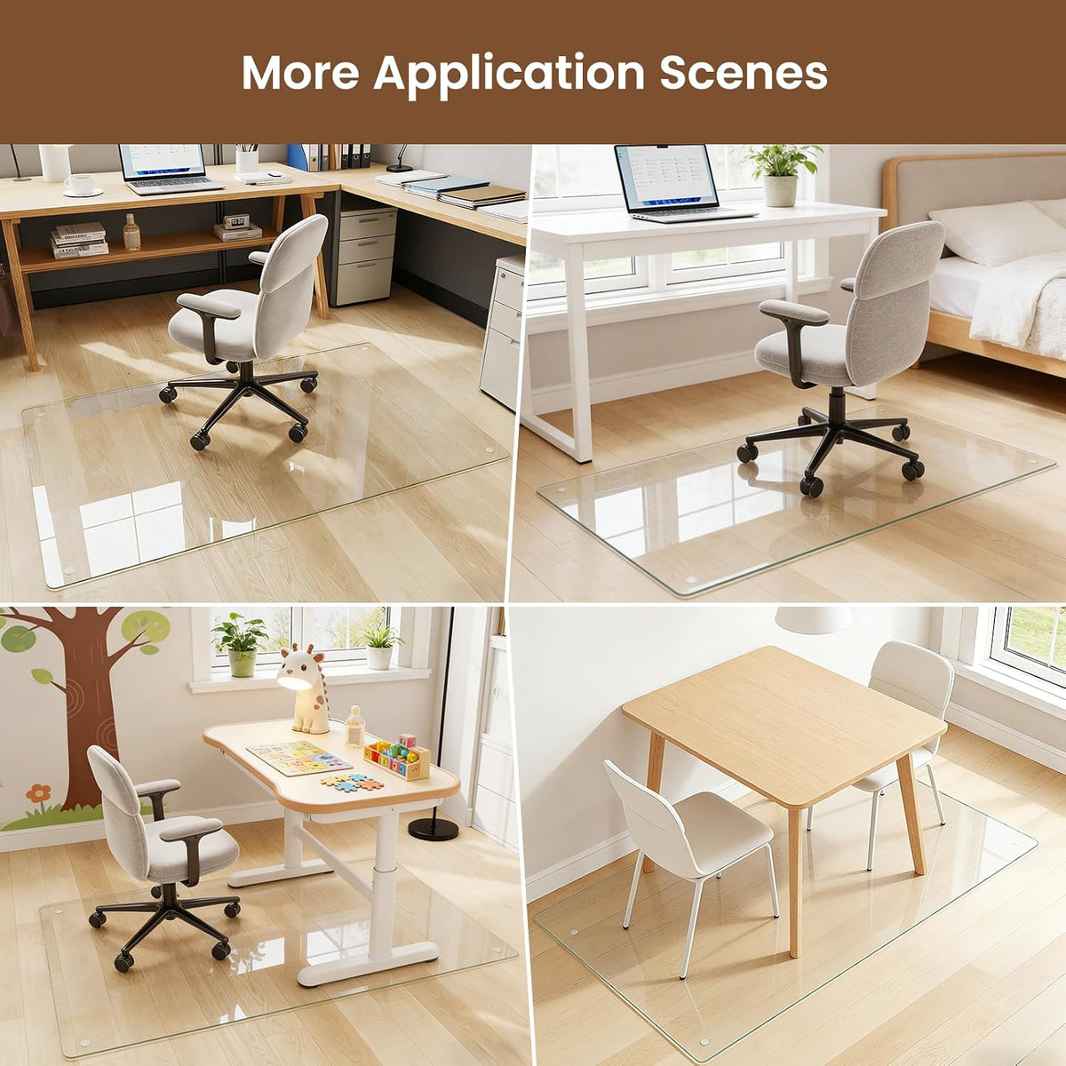 30"x48" Tempered Glass Chair Mat for Carpet