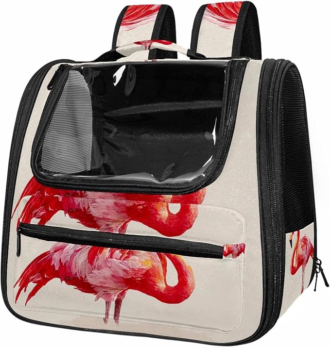 Color Flamingo (1) Cat Backpack Carrier, Breathable Cat Carrier Large Space Bubble Pet Backpack for Kitty Small Dog