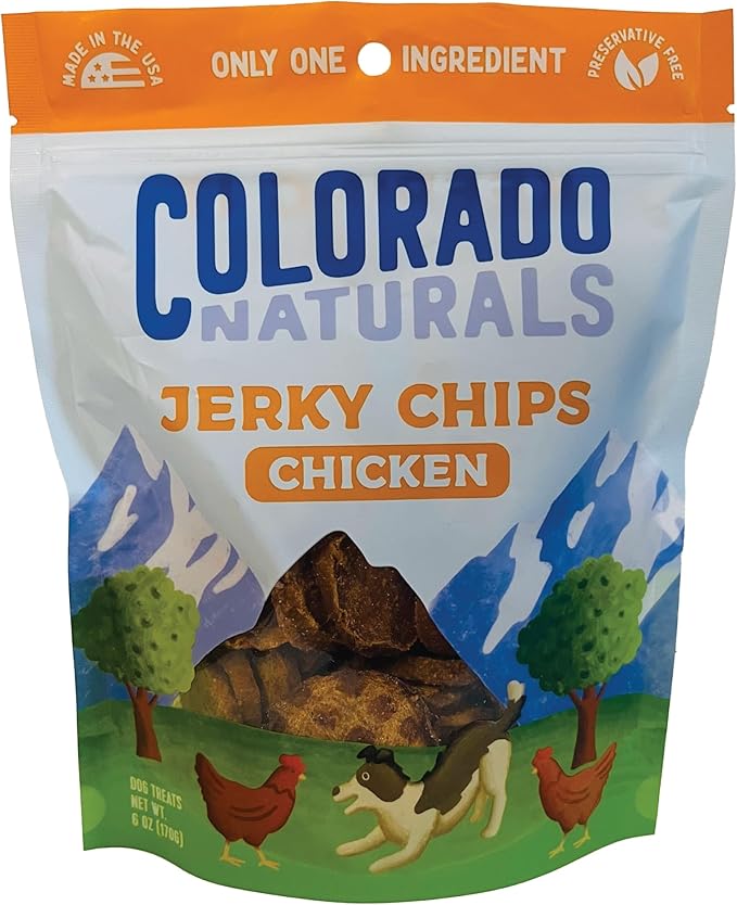 Colorado Naturals Chicken Jerky Chips Dog Treats, 6 oz – All-Natural, Made in USA, No Fillers or Preservatives – Promote Bone and Joint Health