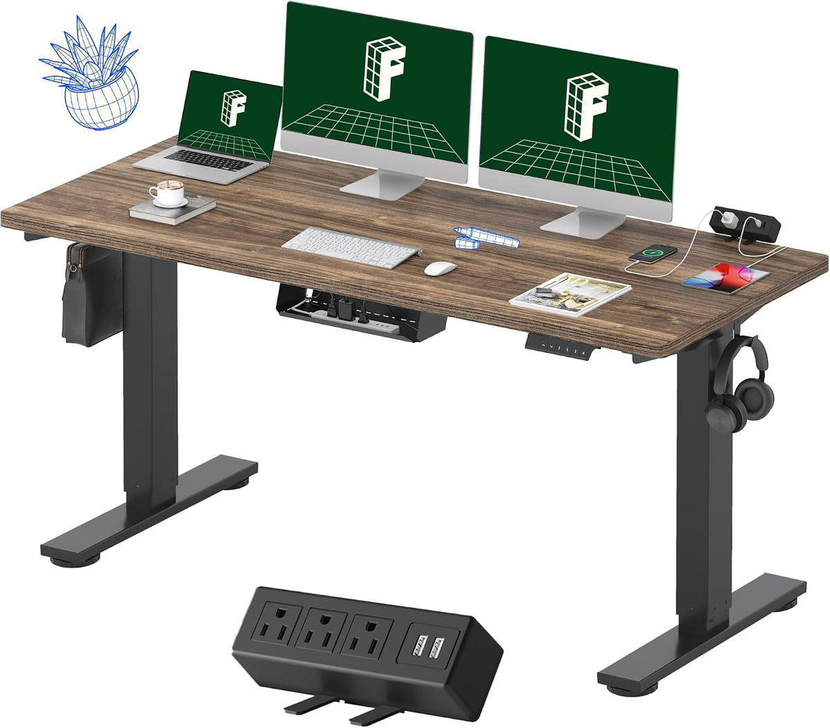 FLEXISPOT EN2 60"x24" Standing Desk with Power Strip Bundle