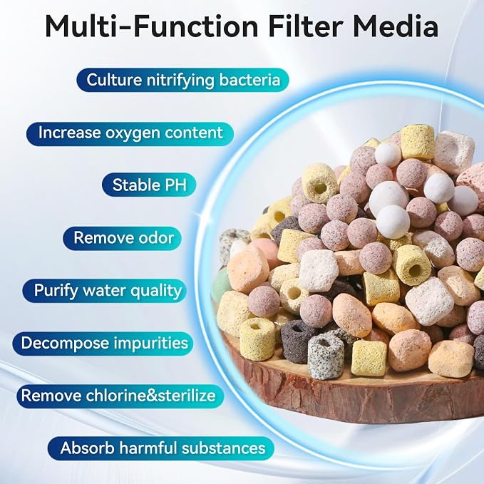 12-in-1 Aquarium Filter Media for Freshwater & Marine Tanks, Bio Filter Mix