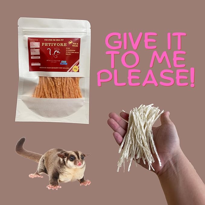 Crab Flavor - Premium Fish Snack for Sugar Glider and Small Exotic Pet - Made from Real Fish - Hamster, Squirrel, Chinchillas, Marmoset - Yummy Treats, Snacks and Food (35g)