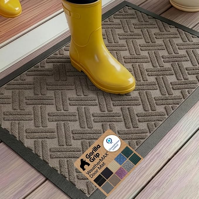 GORILLA GRIP 100% Waterproof All-Season WeatherMAX Doormat 35x23, US Designed