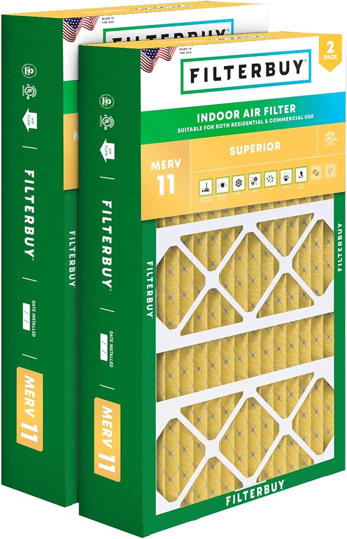 Filterbuy 17x26x4 Air Filter MERV 11 Superior Pet & Allergy Defense,