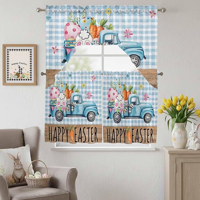 Swag Valance Curtains, Easter Truck