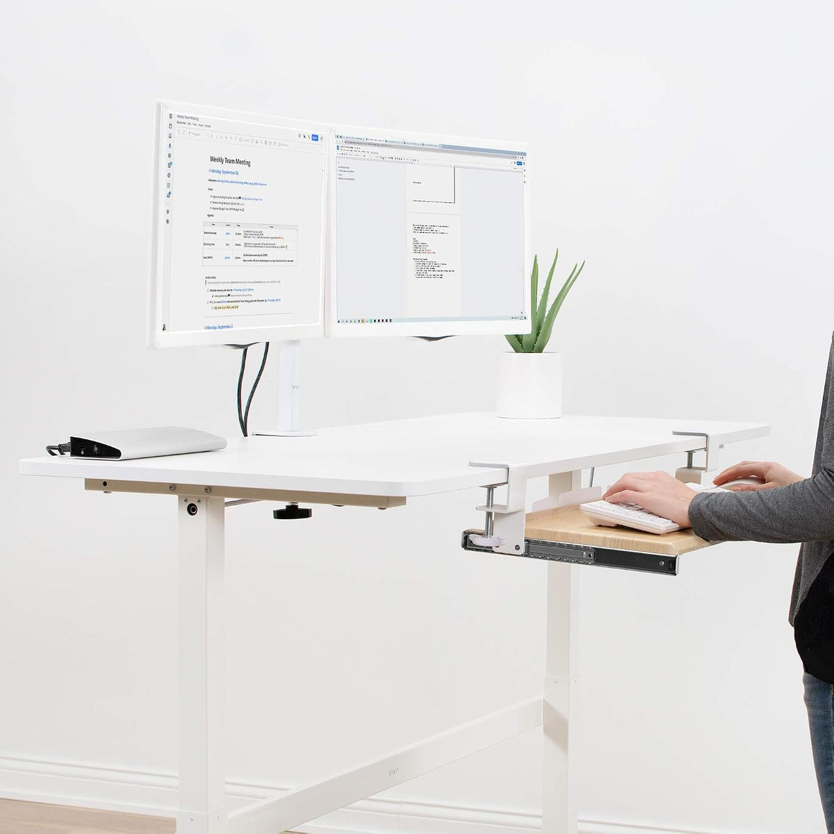 VIVO Light Wood Clamp-on 27 x 11 in Keyboard Tray, MOUNT-KB05A