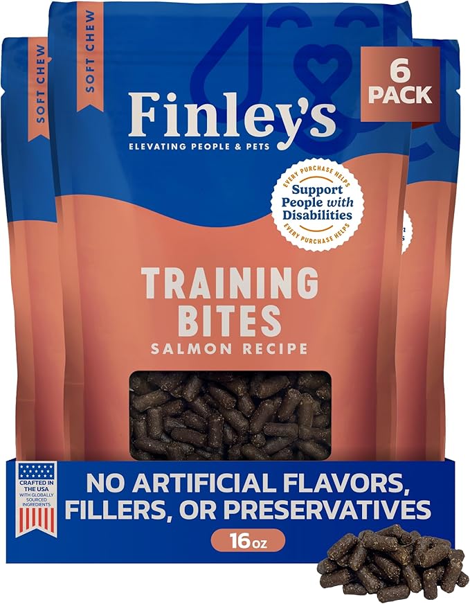 Finley's Training Treats for Puppies, Soft Salmon Dog Treats for All Dogs and Sizes, Limited Ingredient, Low Calories, 16oz, 6 Pack