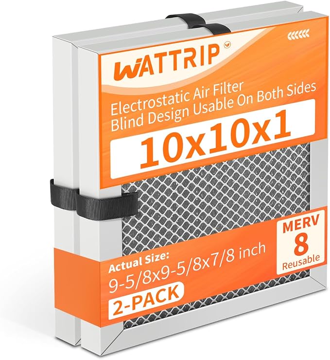 2-Pack 10x10x1 MERV 8 Reusable & Washable Electrostatic Air Filters