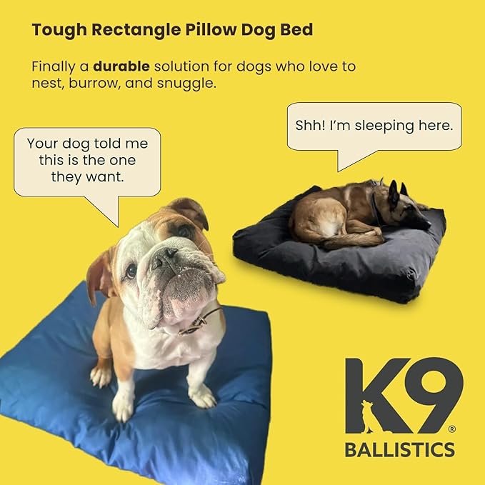 K9 Ballistics Tough Rectangle Pillow Dog Bed - Removable Cover, Washable, Durable & Water Resistant Dog Bed - X-Large, Sage Green