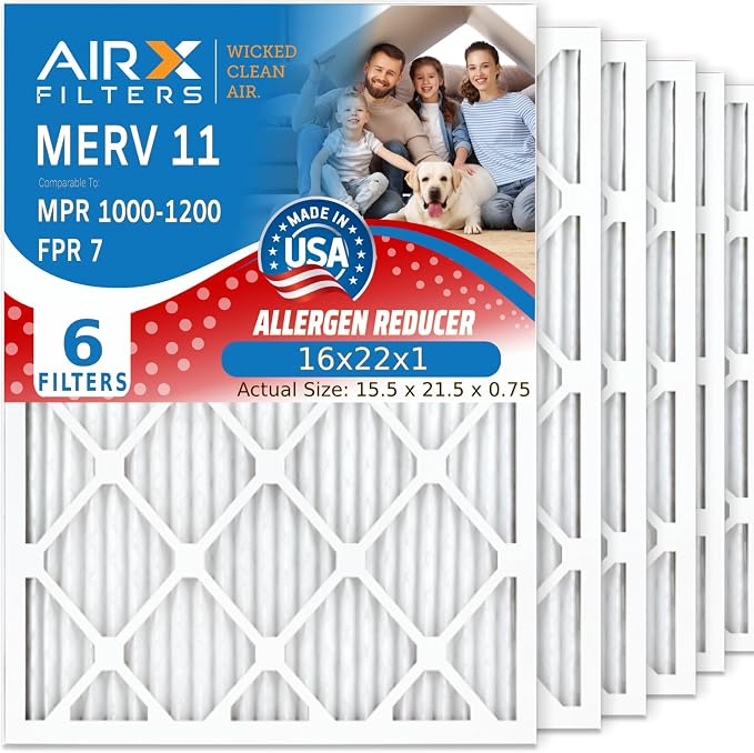 AIRX FILTERS WICKED CLEAN AIR 16x22x1 MERV 11 Electrostatic Pleated Air