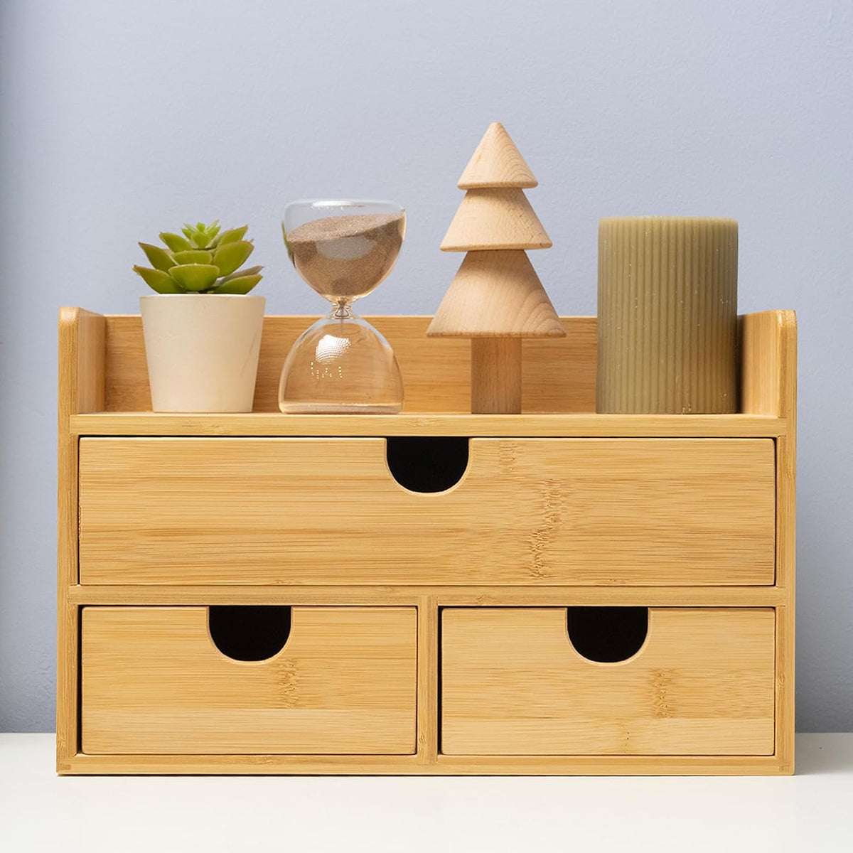 MEEDEN Bamboo Desk Organizer with Drawers: Storage Container with Shelf