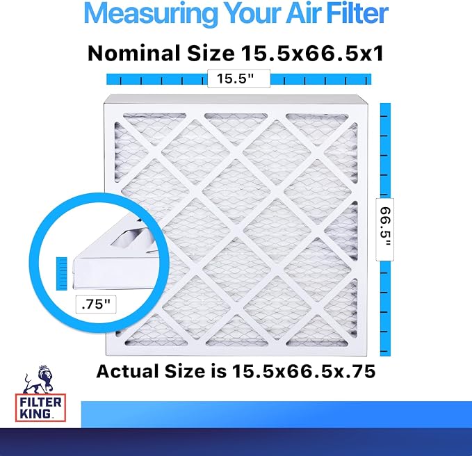 Filter King 15.5x66.5x1 Air Filter | 4-PACK | MERV 8 HVAC Pleated A/C Furnace