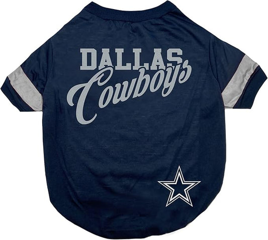 Pets First NFL Dog T-Shirt, Dallas Cowboys, Blue, Large, Striped, Sports Fashion, Poly-cotton