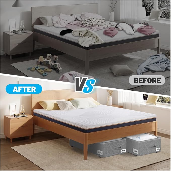Under Bed Storage with Wheels, Quick Assembly Underbed Shoe Storage Containers