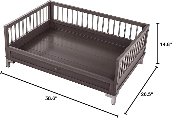 New Age Pet ecoFLEX Manhattan Raised Dog Bed w/Removable Cushion, Extra Large, Grey