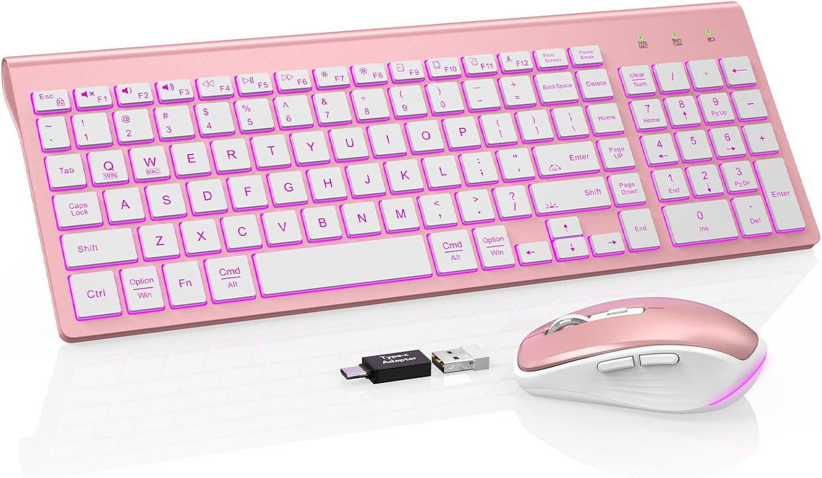 SABLUTE Wireless Keyboard and Mouse Combo, Compact Backlit Scissor Keys