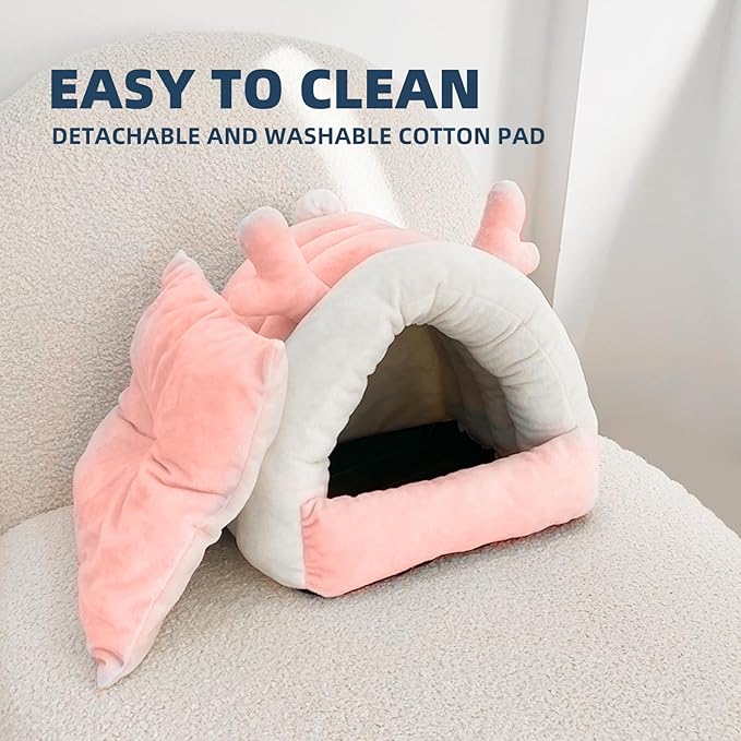 Guinea Pig Hideout, Warm Bed for Guinea Pig,Rabbits, Chinchillas, Cozy Small Animal Winter Shelter (Pink, Large)