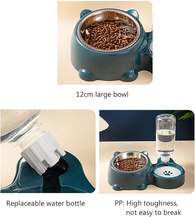 Pet Feeders and Water Dispenser,Removable Stainless Steel Bowl and Automatic Water Dispenser,Pet Feeder and Waterer,for Cats&Dogs