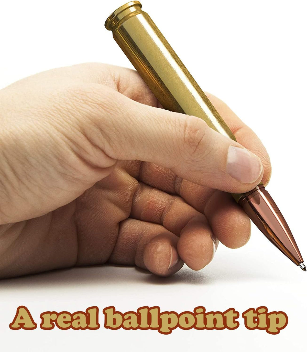 50 Caliber Bullet Twist Tactical Pen, Gold Plated, Realistic Refillable 50 Cal Bullet Pen for Hunters, Military, & Outdoor Enthusiasts, Ideal Gift for Father's Day, Birthday, Christmas