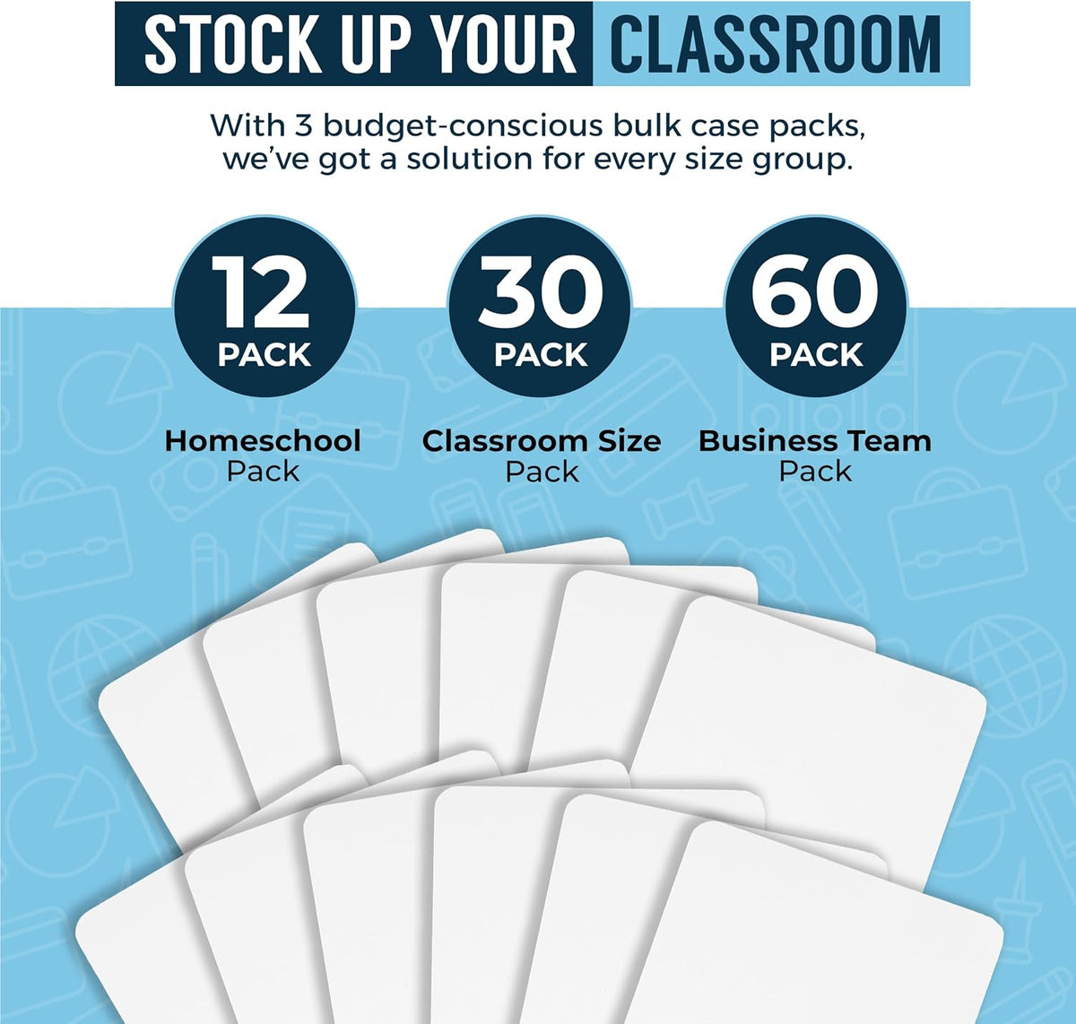 Dry Erase Boards [30pc Double Sided] Lapboards with ClearWipe Coating! Small White Boards - 9" x 12" Mini White Boards for Students, Classroom Teacher Supplies