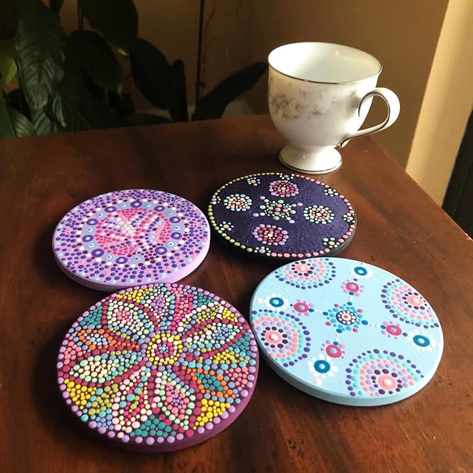 GNIEMCKIN 50 Pieces 3.54 Inch Round Blank Ceramic Coasters, Unglazed Ceramic