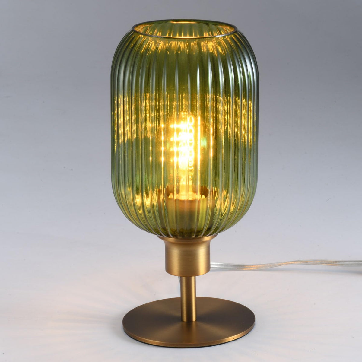 Mid Century Glass Table Lamp, Timer Build-In, Dimmable Desk Lamp, Green