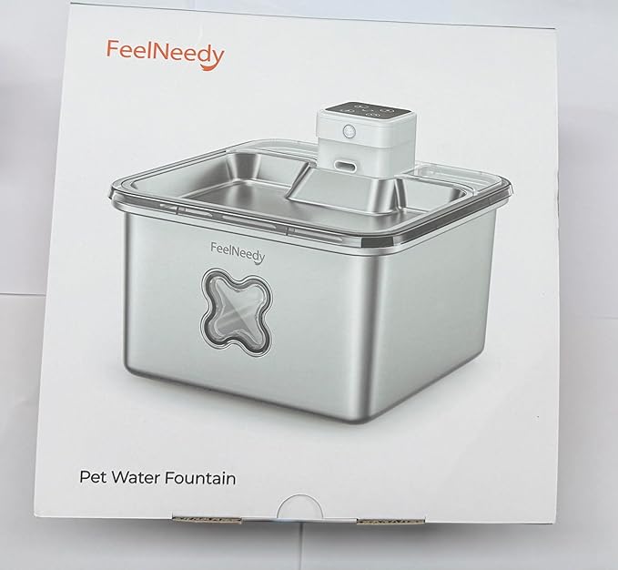 Cat Water Fountain Cordless: [Visual Filter] & [Heavy-Duty Stainless Steel] FEELNEEDY- Premium, Durable Design. 3.2L/108oz, 4000mAh Battery Operated Pet Fountain with Sensor, for Cats and Dogs