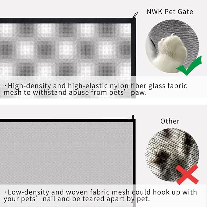 NWK Pack of 2 Magic Dog Gate for Stairs Pet Gate for The House Providing a Safe Enclosure for Pets to Play and Rest, 6 Hooks Design (2, 38'' X 30'')
