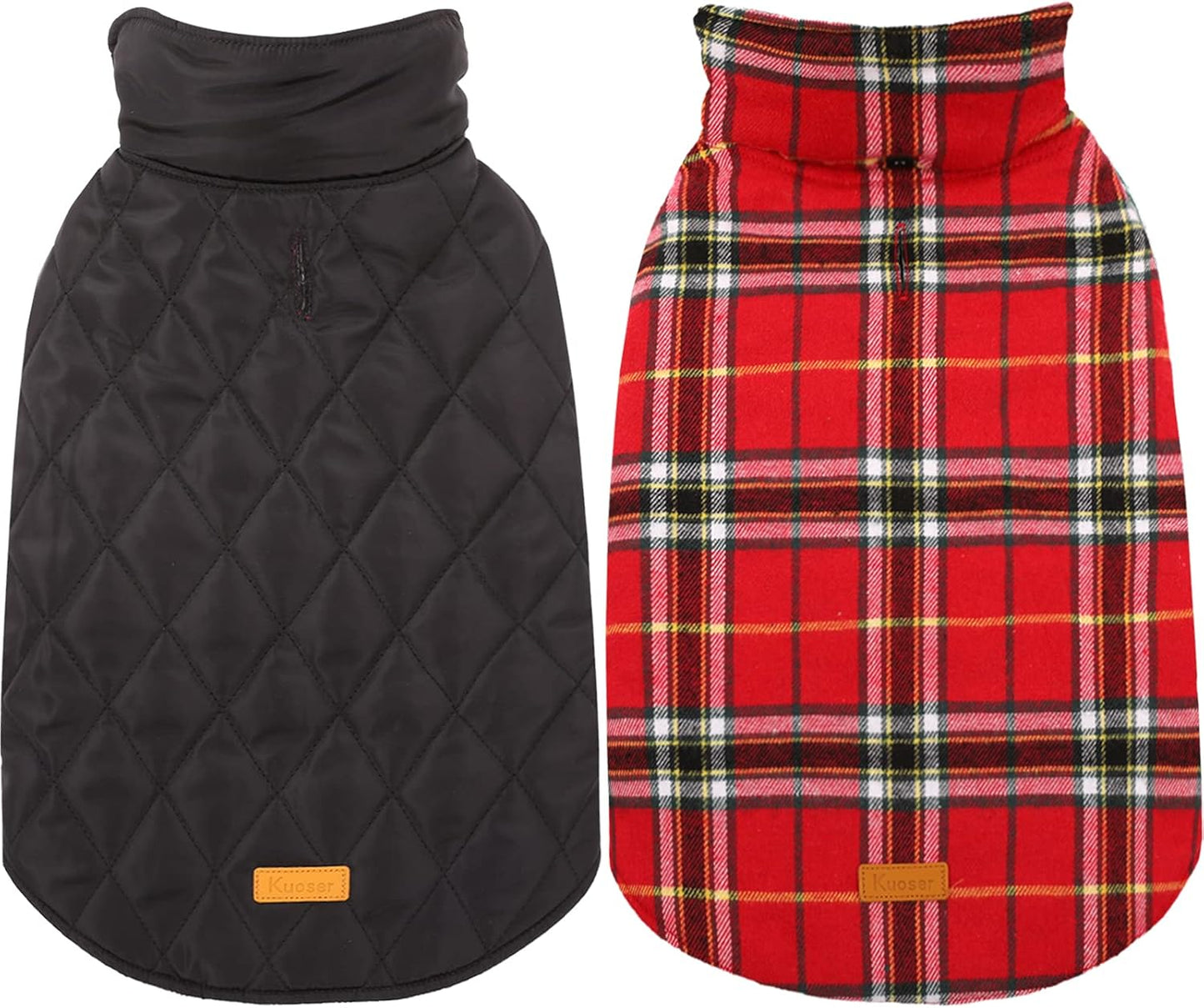 Kuoser Warm Dog Coat, Waterproof Dog Jacket for Extra Large Dogs, Adjustable Durable XXXL Doggie Winter Coat Reversible Puppy Cold Weather Apparel for Large Breed, Bright Red 3XL